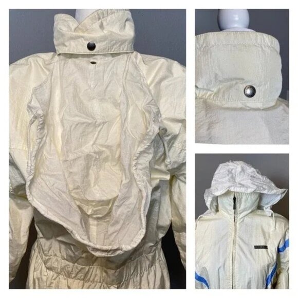 Vintage Descente Women's Ski Jacket Size XS Water-Resistant Cream & Blue Adjusta - Picture 13 of 13